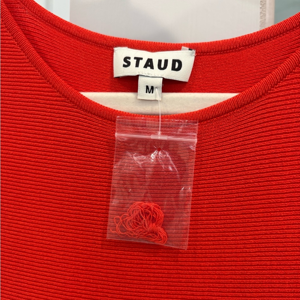 STAUD ELYSE DRESS RED ROSE Size Medium - Picture 6 of 7